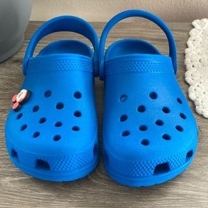 Boys size 12 Blue Crocs with Mickey Jibit